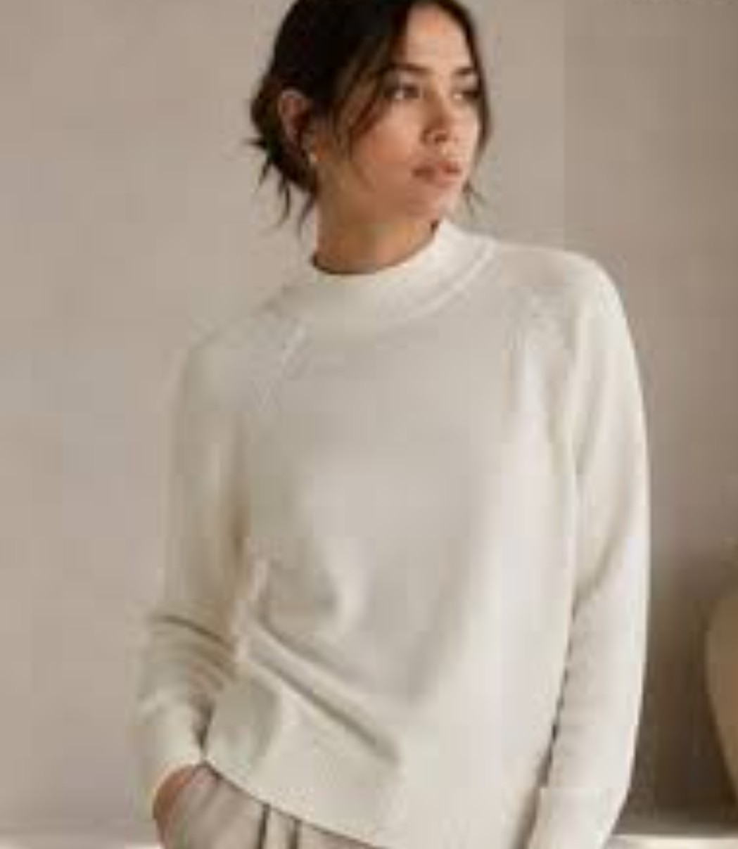 Quince 100% Organic Cotton Mock Neck Sweater Size Small