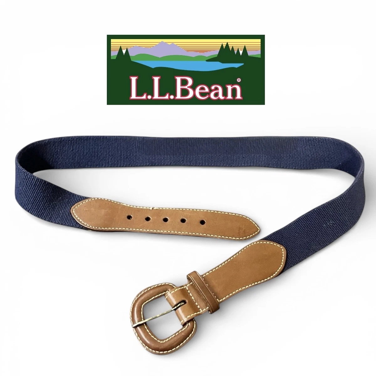 L.L. Bean Blue Leather Belt Size 34 Genuine Leather Classic Preppy Coastal Belt LL Bean Nautical Sailboat Ribbon Leather | Mercari main image 2