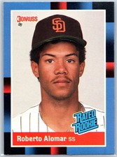 Roberto Alomar - Rookie Card - 1988 Donurss 'Rated Rookie' Card #34. rookie card picture