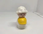 Vintage Fisher Price little people white baby 👶 with yellow bib & bonnet