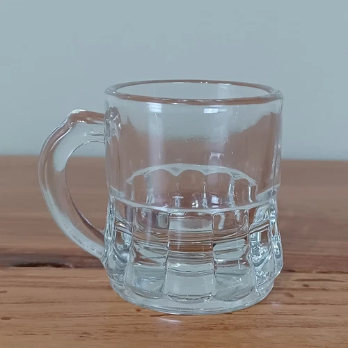 Federal Glass Mini Beer Mug Shot Glass F Shield Mark Vintage