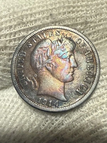 1914-S Barber Dime, Tough This Nice, Gem AU + San Francisco Issue Original
