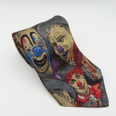 Nordstrom Tie Silk Blue Red Green Purple Clowns 3.75'' Wide 56'' Long USA