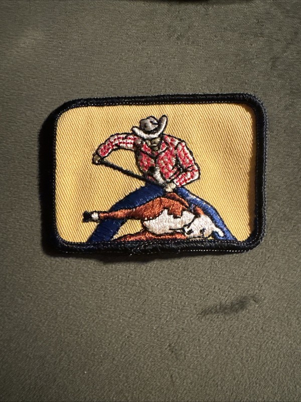  Rodeo Sport  Horses Calf's Bulls Cowboy Competition Patch Vintage NOS RARE 70's