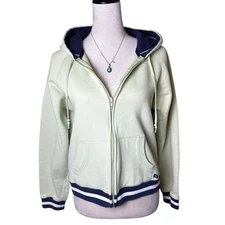 Vintage Arizona Pistachio Green Zip Hoodie Jacket Navy Striped Y2K Pastel Spring