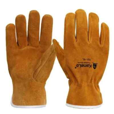 Kamelo 701-YL Leather Welding Gloves Heat Resistant TIG Arc Furnace Grain