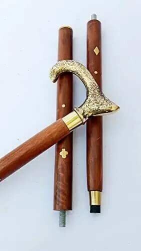 Handmade Solid Brass Curving Handle Victorian Can… - image 7