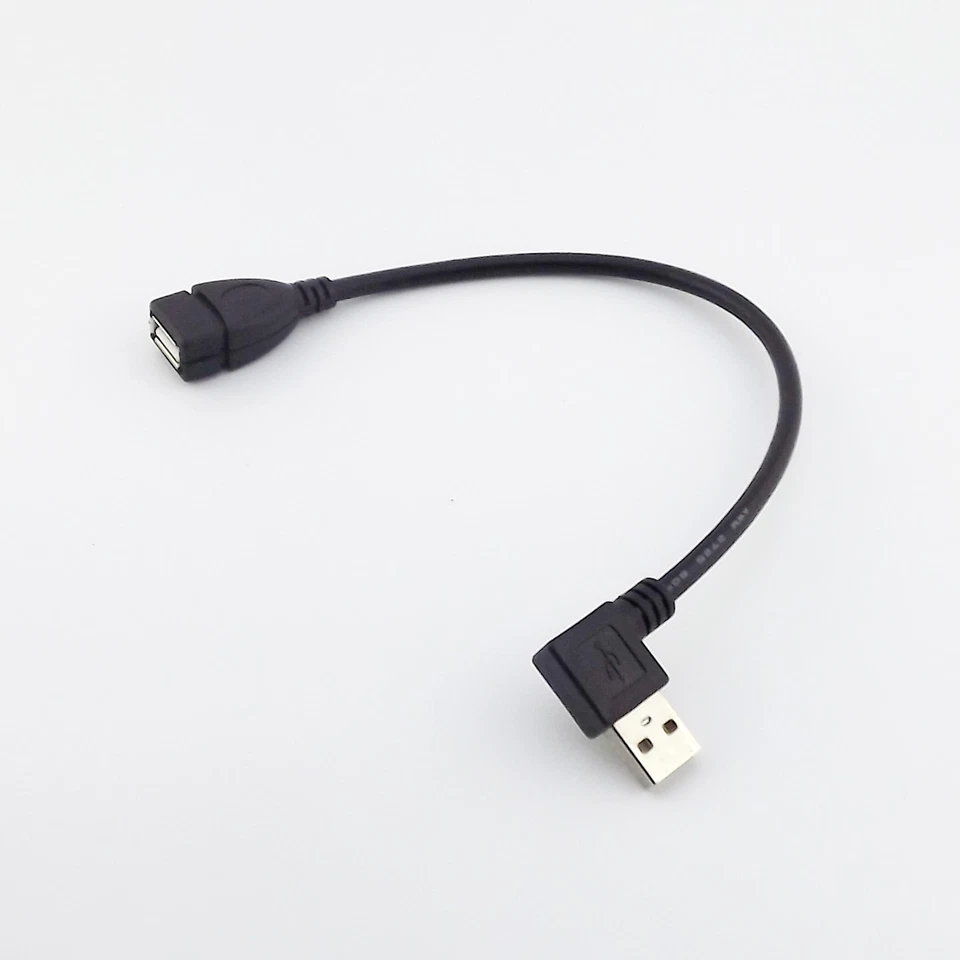 USB 2.0 Type A Male Left Angle To USB A Female Extension Adapter Converter Cable - Image 3 of 4