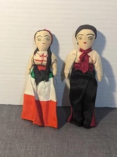 Vintage Folk Art Man And Woman Cloth Dolls.