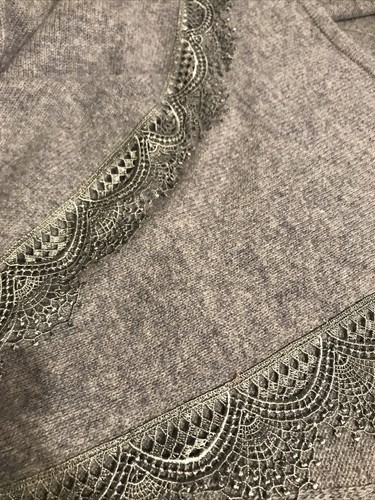 NWT HANNAH ROSE Lace Trim 100% Cashmere 