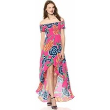 Show Me Your Mumu Womens Willa Maxi Dress XS Floratopia Floral Smocked High-Low