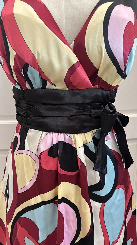 LOVE TEASE Y2K Retro Multicolored Floral Geometric Print Dress - Image 3 of 4