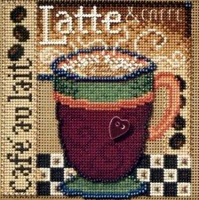 Latte Beaded Cross Stitch Kit Mill Hill 2008 Buttons  Beads Autumn
