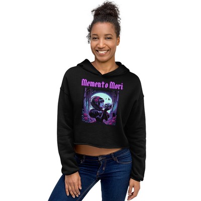 Memento Mori | Goth Girl Kissing A Skull Crop Hoodie