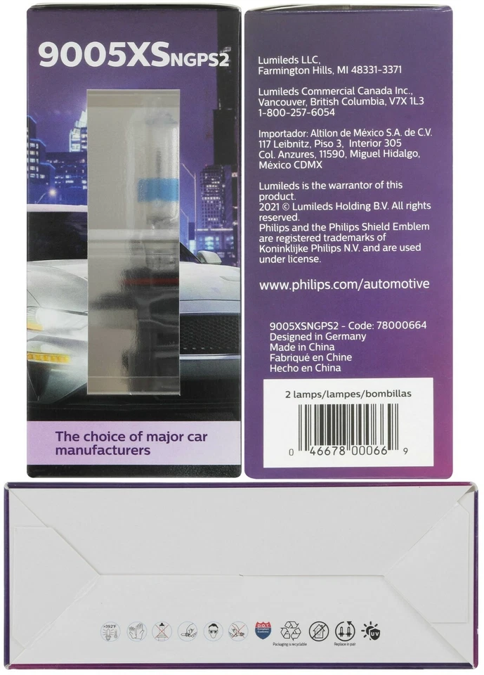 Philips Night Guide Platinum 9005XS 65W Dos Bombillas Cabezal Luz Repuesto Lámpara OE Foto 4 de 4