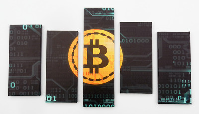 Bitcoin Leinwand Altcoin digital cryptocurrency Gold Bilder, Wandbild 5 teilig