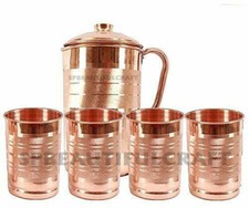 Brocca brocca acqua rame puro 1500 ml 4 bicchieri Silvertouch 300 ml
