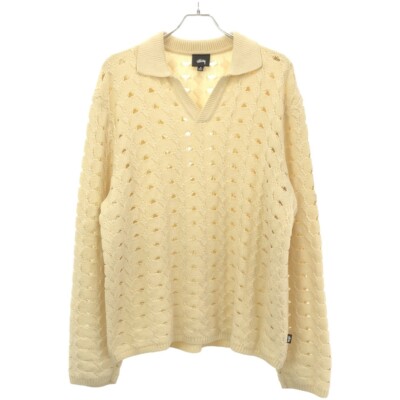 Stussy 24SS OPEN KNIT COLLARED SWEATER COLOR IVORY M Used Stussy 24SS OPEN KNIT COLLARED SWEATER COLOR IVORY M Used
