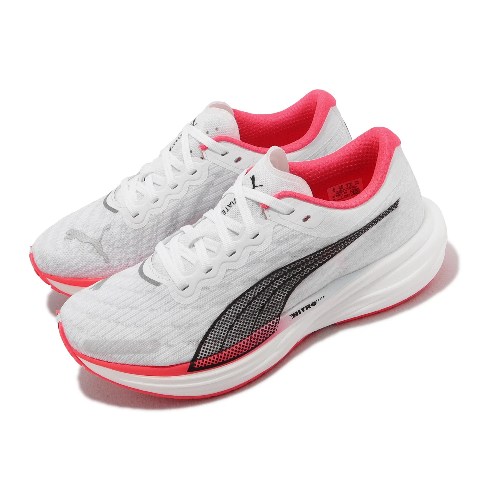 Puma Deviate Nitro 2 Wns White Fire Orchid Women Running Jogging Shoes 376855-19