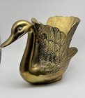 Rare Vintage Brass Swan Goose Planter Vase Hollywood Regency MCM Decor Large — photo 3