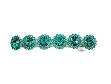 Green Rhinestone Crystal Floral Small Hair Barrette Clip Styling Accessory
