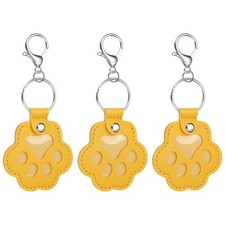 Pet Fur Storage Keychain, Leather Dog Fur Keepsake, Yellow, 3 Pcs 