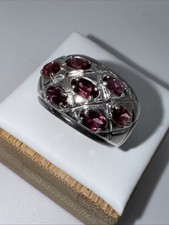 Sterling Silver and garnet ladies ring 925 size 5.75