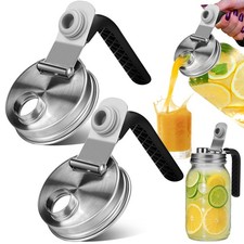 Mason Jar Pour Spout Lid Stainless Steel with Handle, Regular Mouth Pour Spout