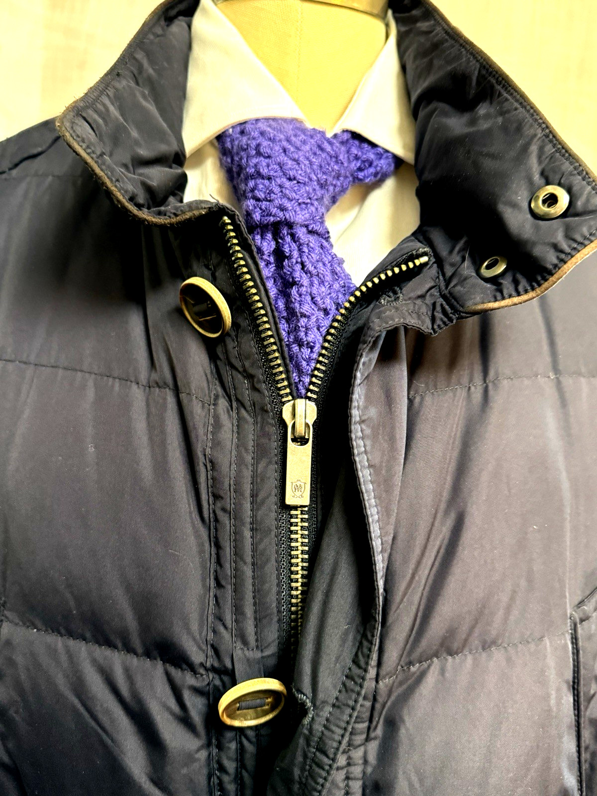 MASSIMO DUTTI Mens BLUE RAIN SPORT COAT Puffer 42R XL Beige SINGLE BREASTED thumbnail 5