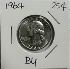 1964 25C Washington Silver Quarter BU - US Silver Coin