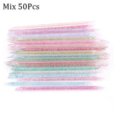 100/50Pcs Nail Art Cuticle Pusher Reusable Double End Crystal Stick Professional