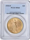 1910-D $20 Gold St. Gaudens MS64 PCGS