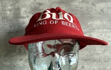 Vintage 1980s Stylemaster Bud King of Beers Red Mesh Snapback Cap Made in USA