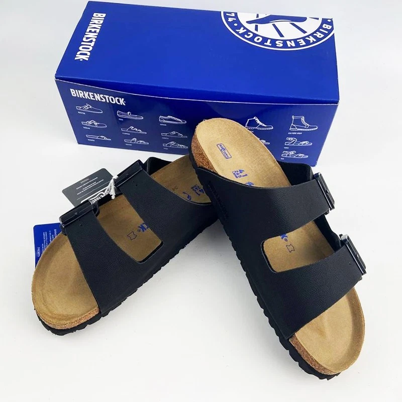 Birkenstock Arizona Nueva Sandalia Birko-Flor Birkibuc Cuero Negro Unisex 37-45 Foto 3 de 4