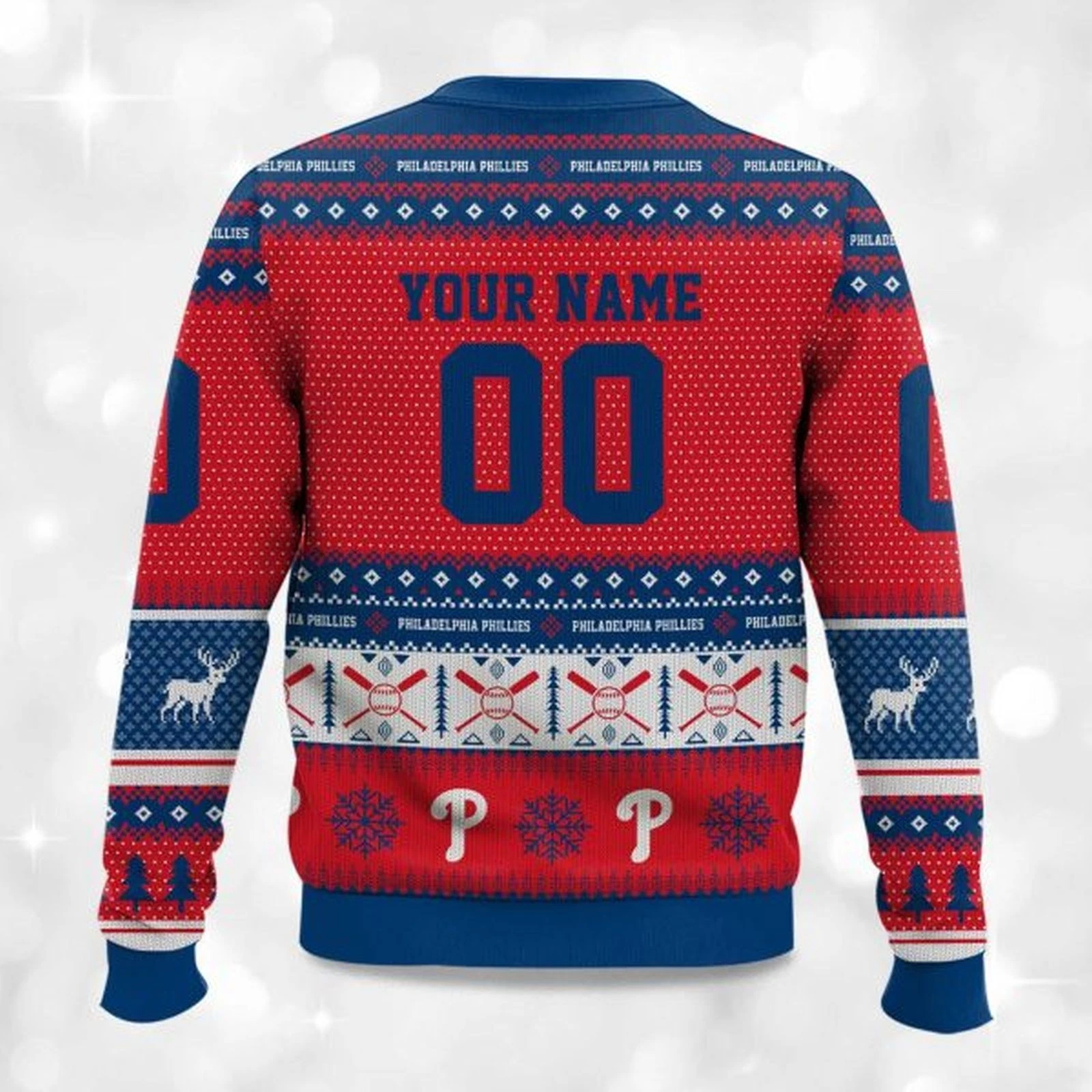 Personalized Christmas Phillies Baseball Ugly Sweater, Christmas Gift