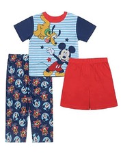 Disney Boys  Mickey Mouse 3-Piece Loose-Fit Pajamas Set, Mickey and Pluto 3, 12M