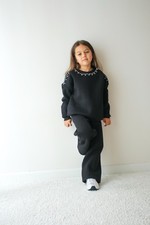 Girls 2-Piece Long Sleeve Sweatshirt and Pants Set Black