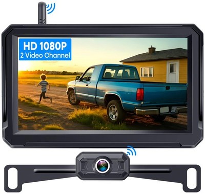 Wireless Backup Camera for Trucks: 5 Inch 5'' + License Plate Camera, Black 