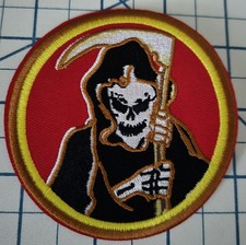 GRIM-REAPER Embroidered Iron-On Patch Cartoon Biker Motorcycle Bike Death
