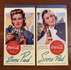 Lot (2) Vintage 1940s Coca Cola Bridge Score Pads Womens Volunteer US Army Nurse