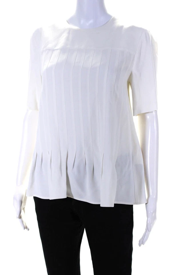 Camisa Belstaff Mujer Cremallera Trasera Manga Corta Cuello Redondo Gran Tamaño Blanca Talla IT 40 Foto 2 de 4