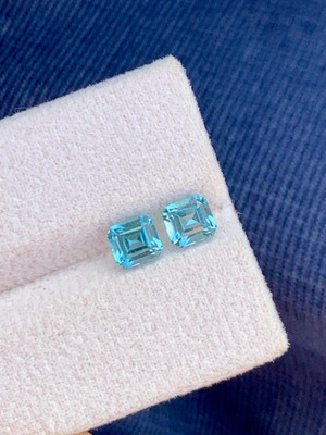 15Ct 2 pcs Certified Natural Brazilian Sky Blue Topaz Asscher Cut Loose Gemstone