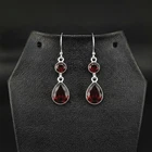 Garnet Gemstone 925 sterling silver handmade Dangle drop Earrings 1.90"