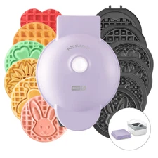 Dash Multi-Plate Mini Waffle Maker 7 removable Holiday Plates