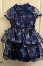 Disney Cinderella Blue Fit  Flare Girls' Knee Length Party Dress, Short Sleeve