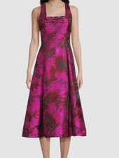Aidan Mattox By Adrianna Papell Women's Pink Floral Jacquard Midi Dress Size 2
