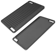 Large Cast Iron Griddle Insert, Universal Skillet, Oblong Grilling Pan for St...