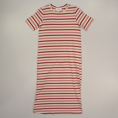 knee length dresses for ladies The Shipley Striped T-Shirt Midi Dress in Ivory + Black – Piper & Scoot