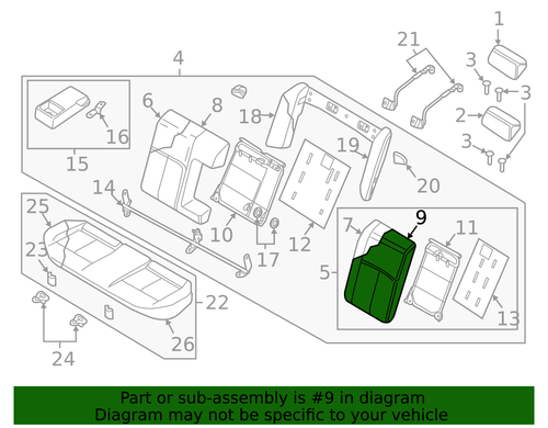 Genuine Nissan Seat Back Cushion Cover 88670-9DM7A - Picture 2 of 2