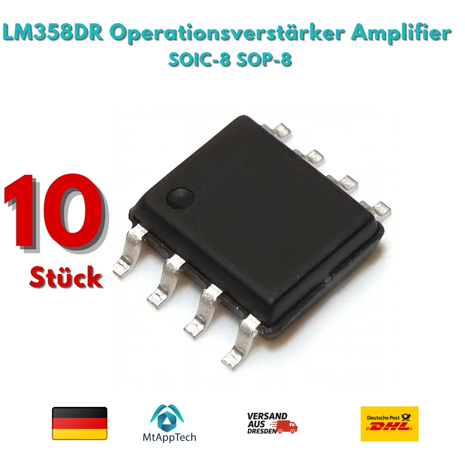 MARKENLOS 10x LM358 LM358DR in SOIC-8 SOP-8 Gehäuse Operationsverstärker Amplifier A34
